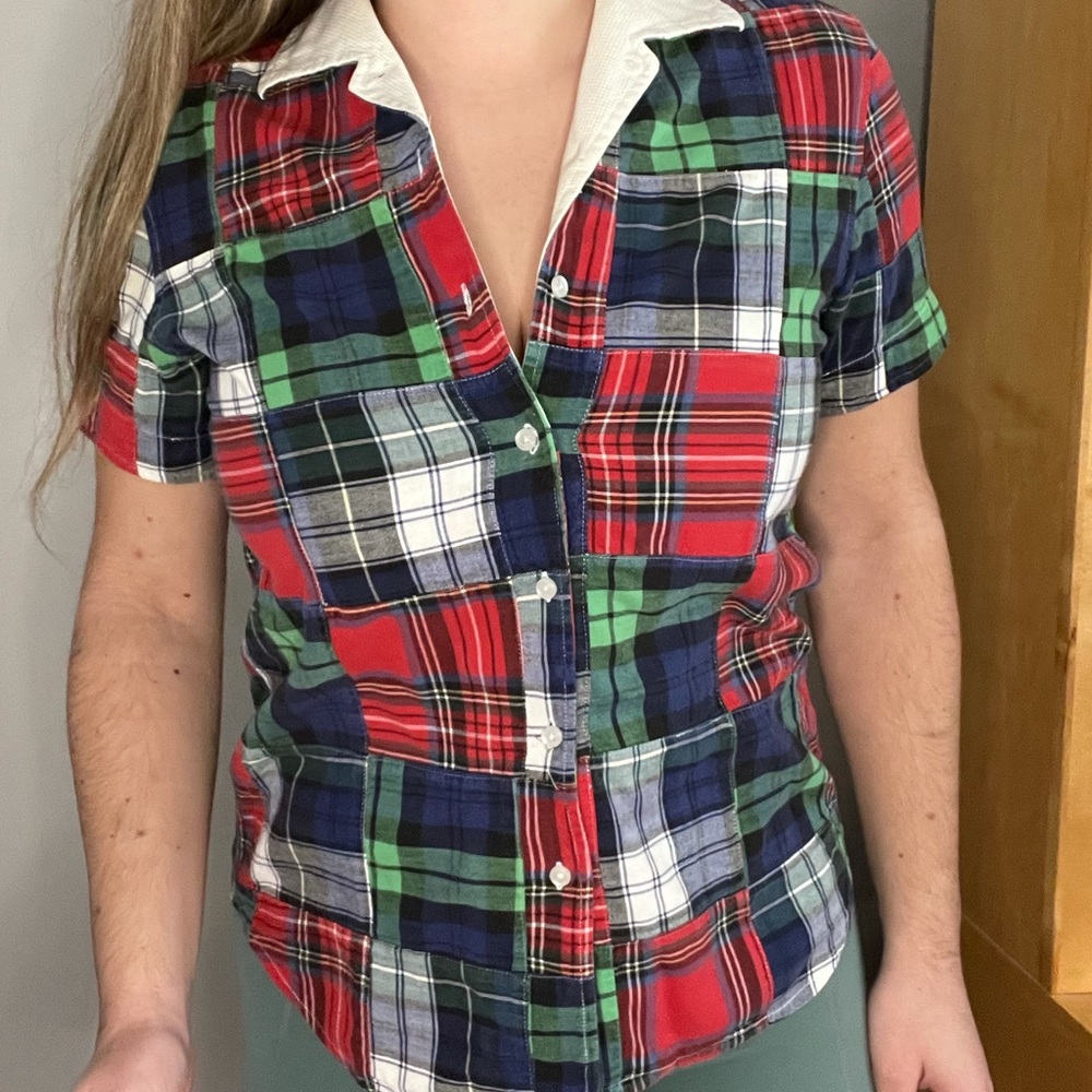 Vintage Tommy Hilfiger Plaid Short Slv Button Up